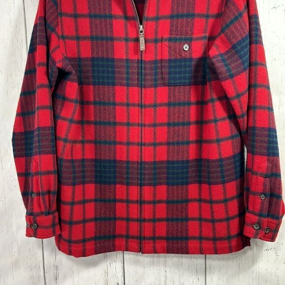 Lauren Ralph Lauren 100% Lambswool Plaid Pullover Shirt Jacket Red Navy Tartan - Picture 8 of 15